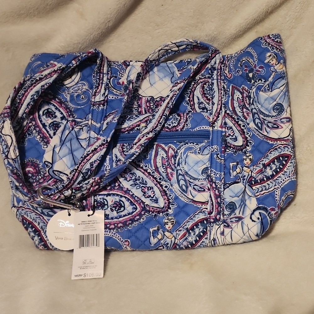 Disney Blue and White Tote Bag with Paisley Design